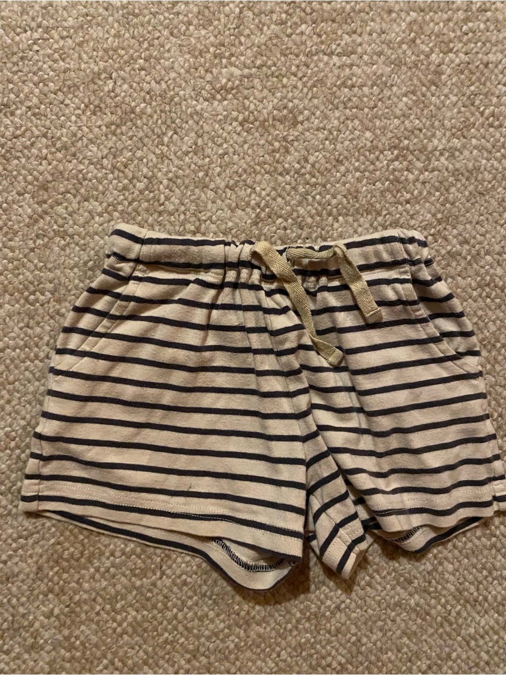 WHEAT Cream and Black Striped Drawstring Shorts